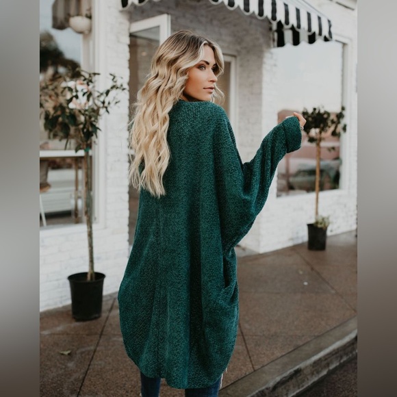 Vici Dolls Holiday Spirit Chenille Pocketed Dolman Cardigan - Pine Tree - Picture 4 of 10